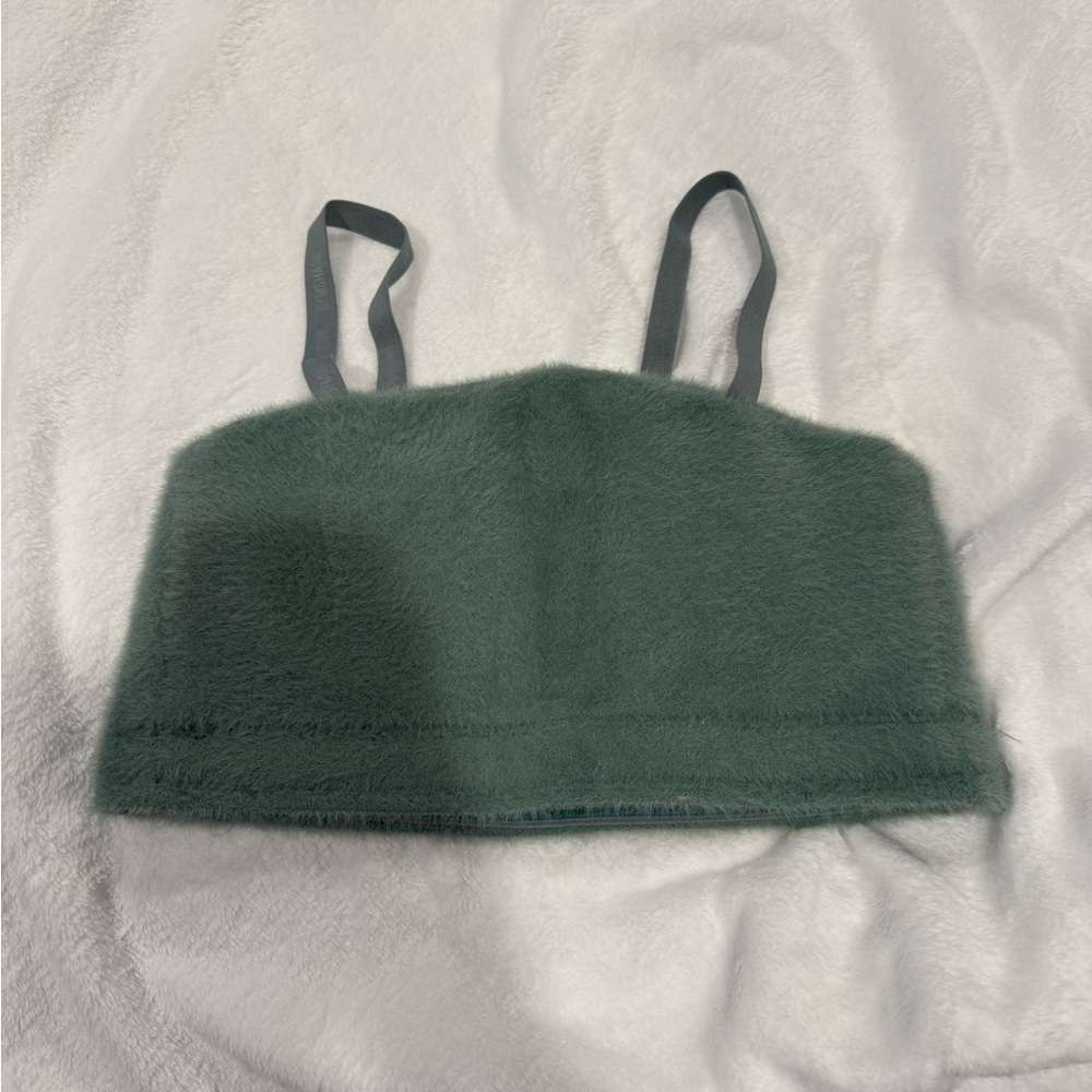 Gymshark X Whitney Simmons Green Eyelash Fuzzy Tank Top